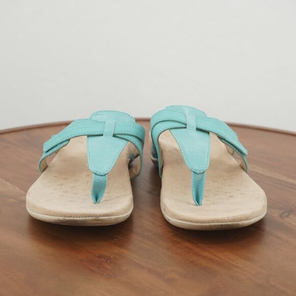 K9-3 Vionic Karley Womens Flip Flop Thong Sandals Blue Leather Size 7.5 - Picture 3 of 9